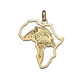 9ct 375 Yellow Gold Africa Map Pendant With Cut out Big 5 Leopard