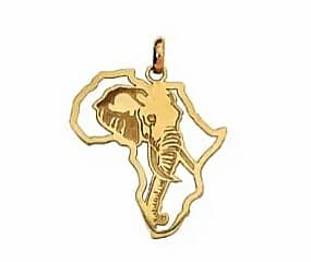 9ct 375 Yellow Gold Africa Map Pendant With Cut out Big 5 Elephant