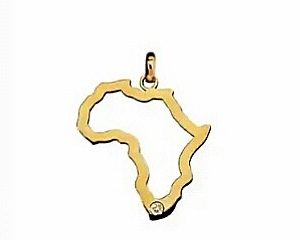 9ct 375 Yellow Gold Cut Out Silhouette Africa Map Pendant With Diamond