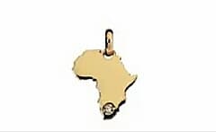 9ct 375 Yellow Gold  Mini Africa Map Pendant With Diamond