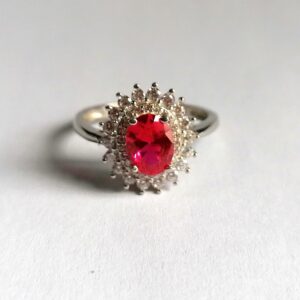 925 Ruby Cubic Zirconia Princess Diana Ring