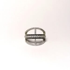 925 Black and White Contemporary Dress Ring