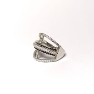 925 Black and White Contemporary Dress Ring