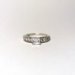 925 Vintage Princess Cut CZ Engagement Ring