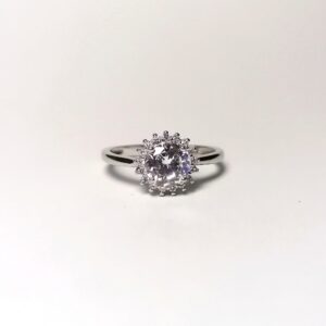 925 CZ Cluster Halo Engagement Ring