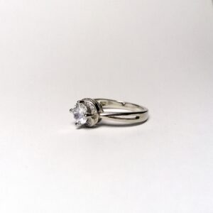 925 CZ Encrusted Twisted Halo Engagement Ring