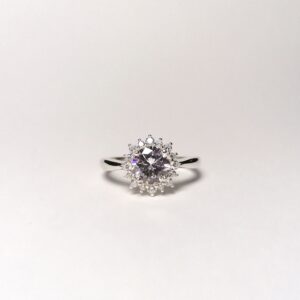 925 CZ Cluster Halo Engagement Ring