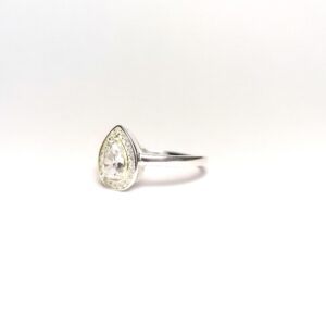 925 CZ Pear Centre Halo Engagement Ring