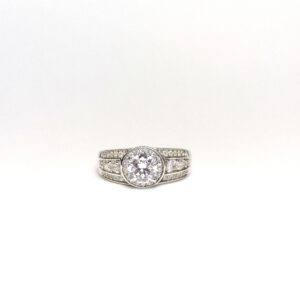 925 CZ Vintage Halo Engagement Ring